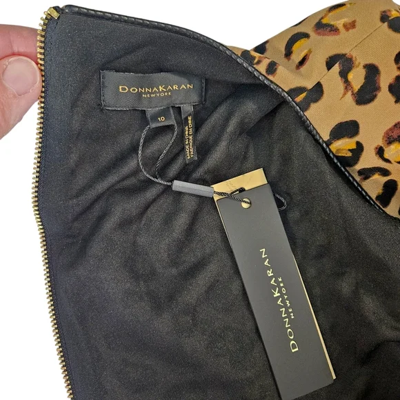 NWT Donna Karan Leopard Print Long-Sleeved Sheath Dress - Picture 10 of 12